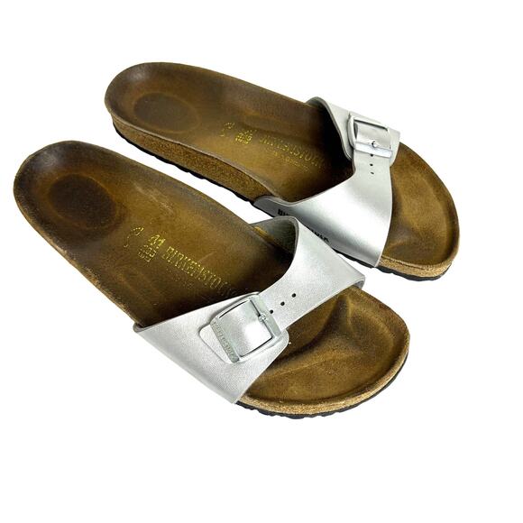 Birkenstock Shoes - Birkenstock - Madrid Slip on Single Strap Sandal-Birko-Flor Silver Women Size 41